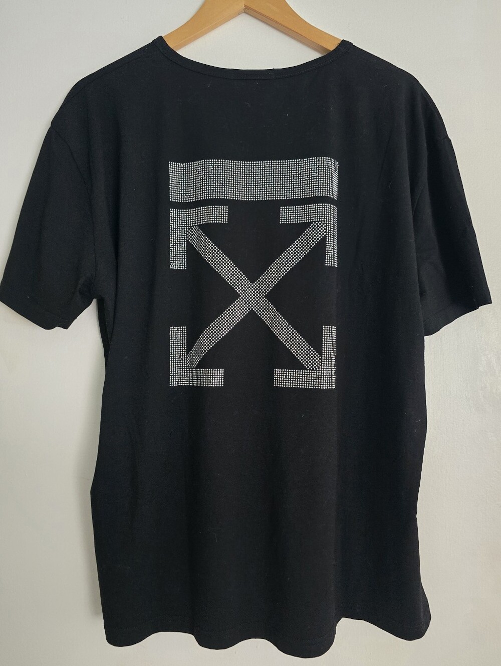 Unisex Off-White Inspired Rhinestone T-Shirt - Size XL /XXL